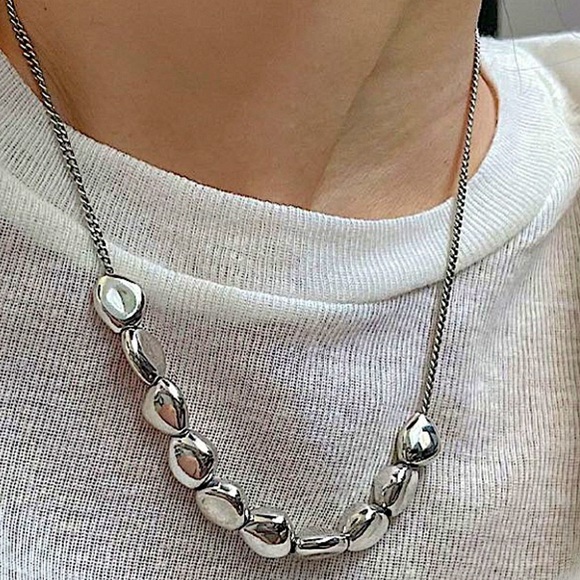 Sterling Silver Irregular Beaded Necklace - Picture 4 of 12